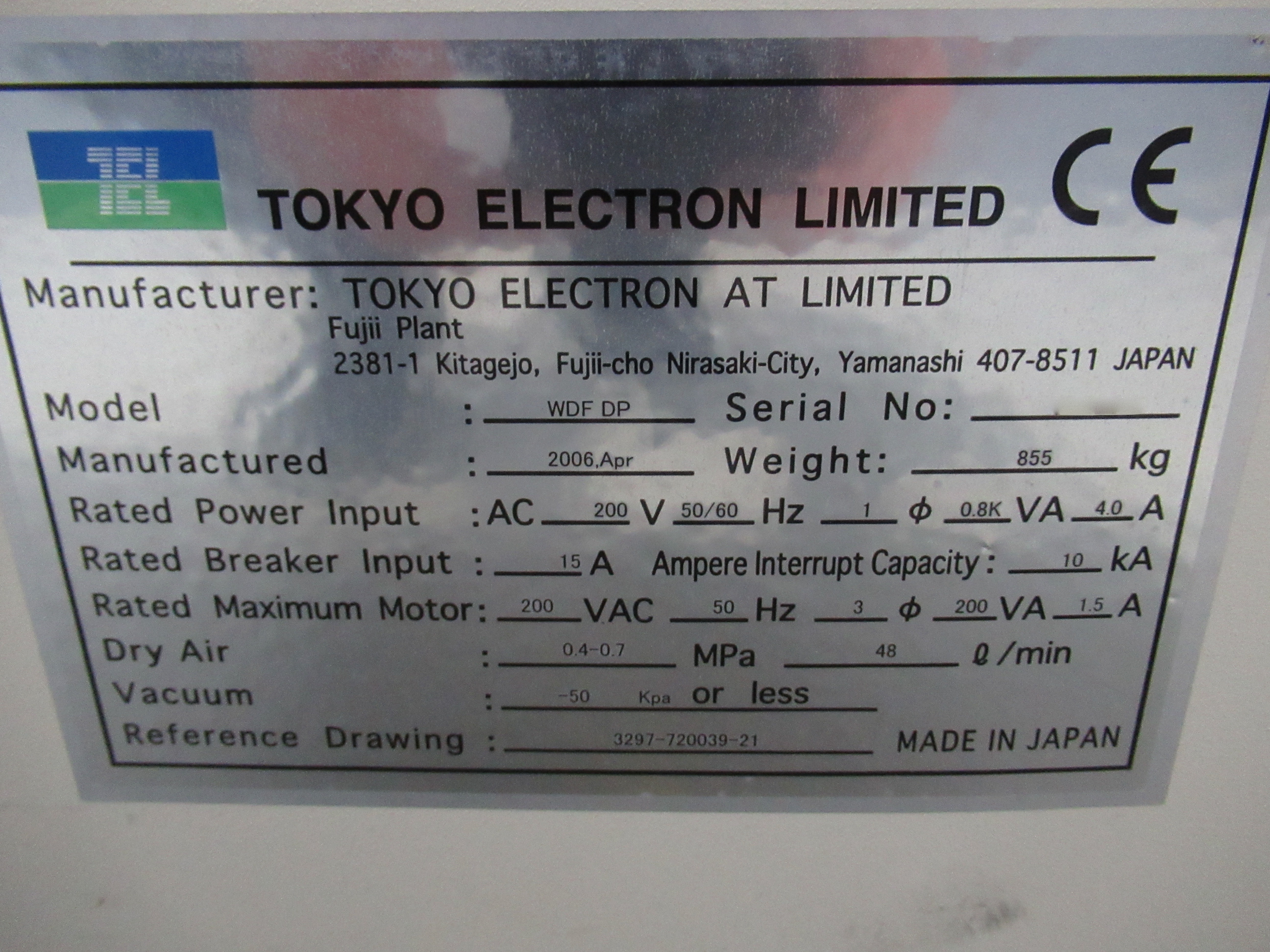 TEL / TOKYO ELECTRON WDF DP